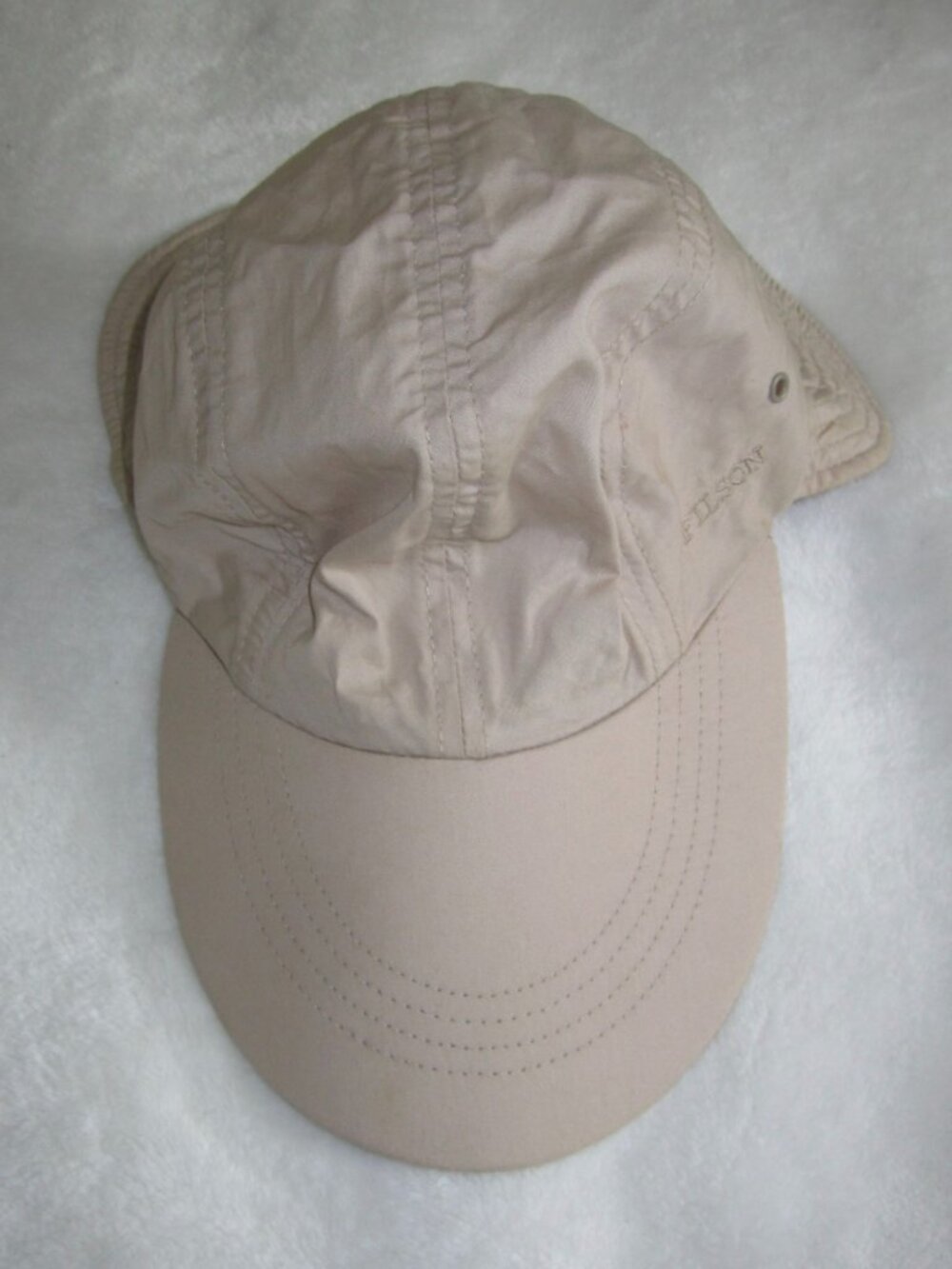 Vintage CC FILSON Fly Fishing Cap Hat 319-FC Duck Bill Neck Guard Flap Small